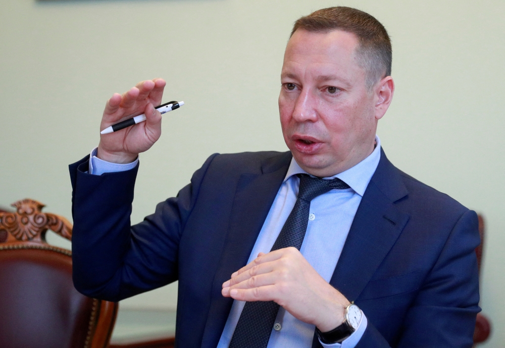 File Photo: Kyrylo Shevchenko, Ukraine's Central Bank Governor, during an interview with Reuters in Kyiv, Ukraine, February 1, 2021. (REUTERS/Valentyn Ogirenko)