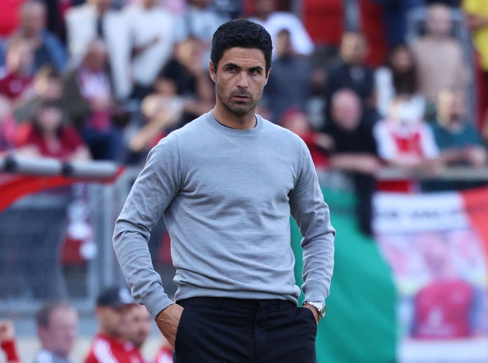 July 8, 2022 Arsenal manager Mikel Arteta reacts REUTERS/Lukas Barth

