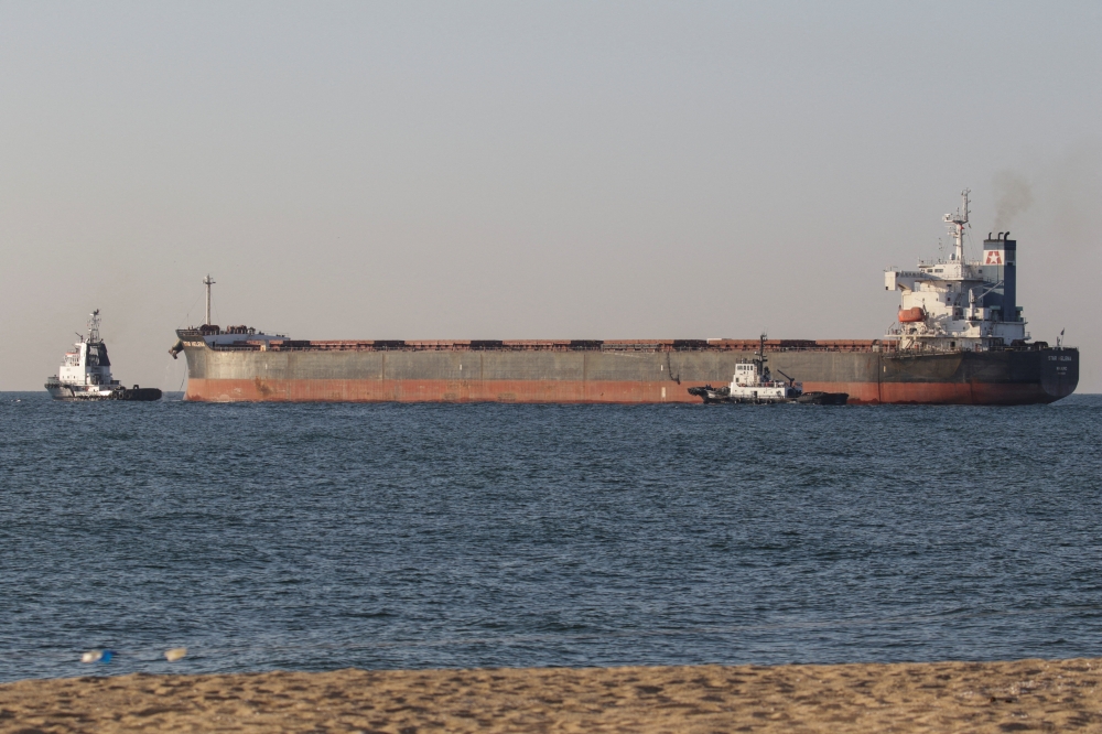 The Marshall Islands-flagged bulk carrier Star Helena leaves the sea port in Chornomorsk after restarting grain export, amid Russia's attack on Ukraine, Ukraine August 7, 2022. Reuters/Serhii Smolientsev