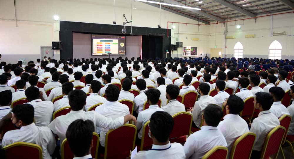 Students during a career guidance programme organised by Student Recruitment Section of Qatar University for students of MES Indian School.