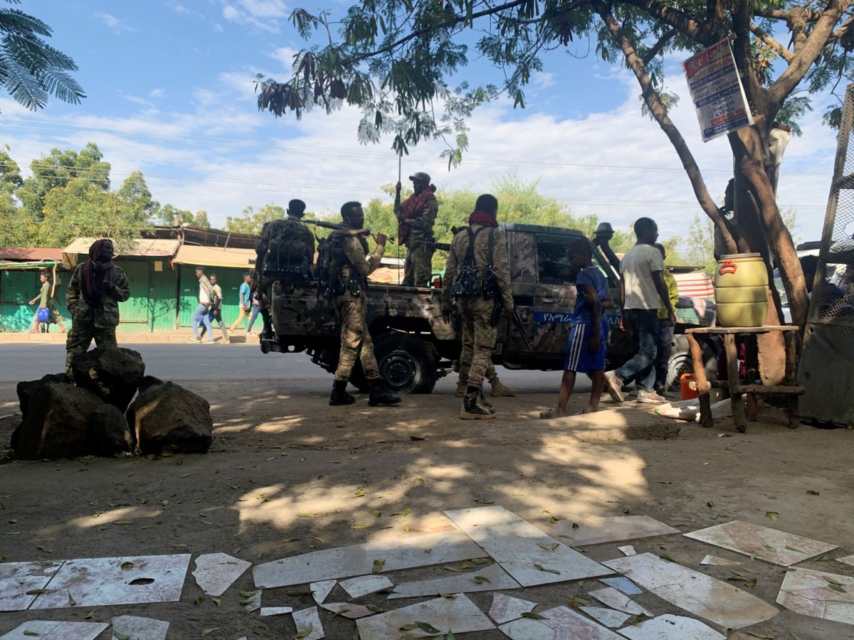 Members of the Ethiopian National Defense Force (ENDF) prepare to head to mission in Sanja, Amhara region, near a border with Tigray, Ethiopia, on  November 9, 2020. REUTERS/Tiksa Negeri