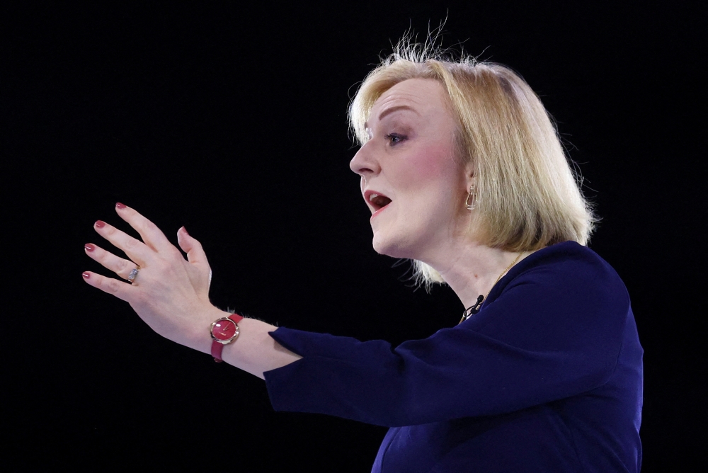 Conservative leadership candidate Liz Truss speaks at a hustings event, part of the Conservative party leadership campaign, in London, Britain August 31, 2022. Reuters/Hannah McKay/File Photo