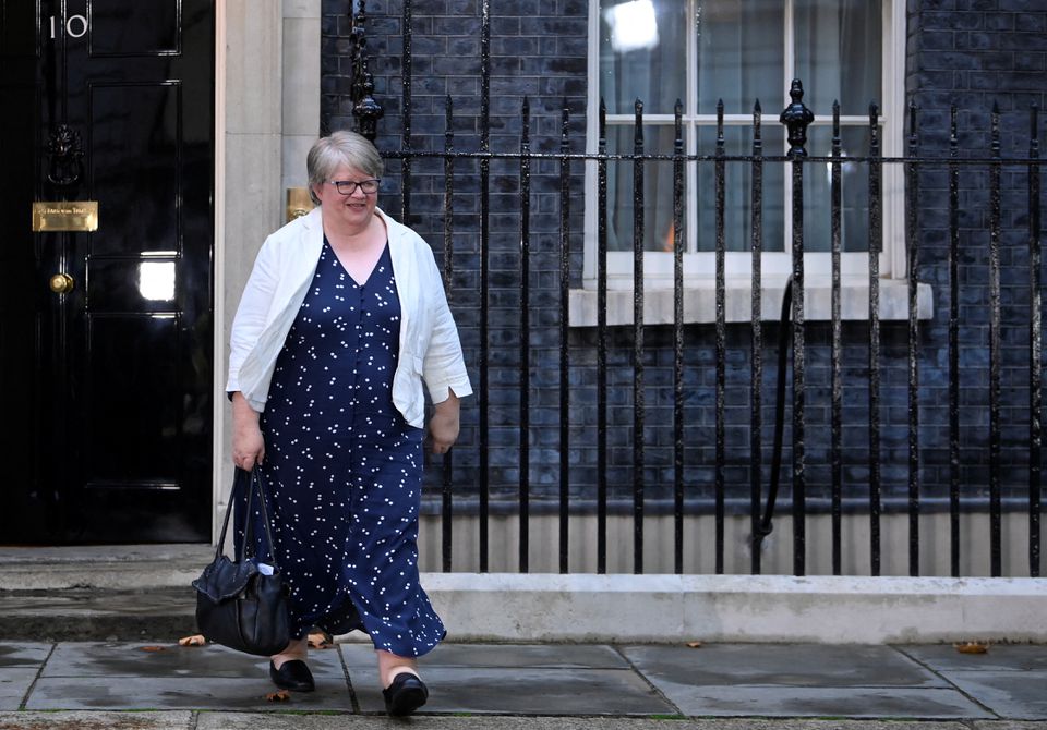 New British Health Secretary and Deputy Prime Minister Therese Coffey walks outside Number 10 Downing Street, in London, Britain September 6, 2022. REUTERS/Toby Melville

