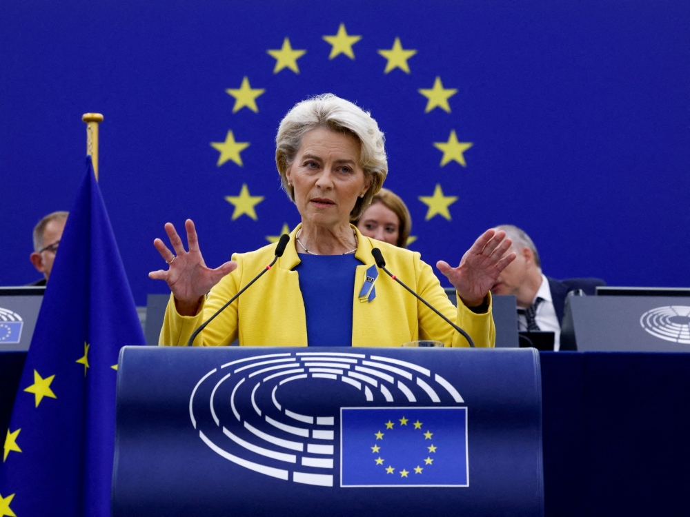 European Commission President Ursula von der Leyen delivers state of the European Union address to the European Parliament, in Strasbourg, France, on September 14, 2022. REUTERS/Yves Herman