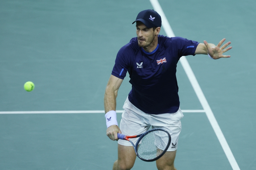 Britain's Andy Murray in action during the Davis Cup Group D match against the Netherlands at the Emirates Arena, Glasgow, Scotland, on September 16, 2022.   Action Images via Reuters/Lee Smith
