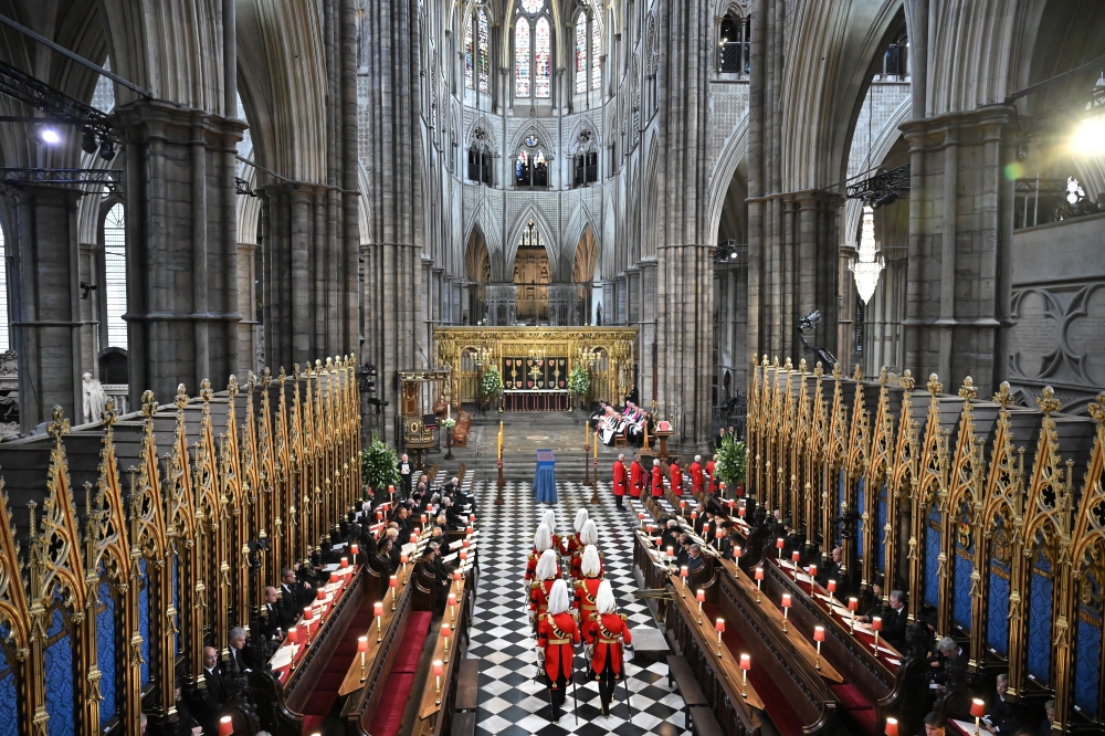 Gentlemen at Arms, the Queen's bodyguard takes part in the State Funeral Service for Britain's Queen Elizabeth II, at Westminster Abbey in London on September 19, 2022. Ben Stansall/Pool via REUTERS