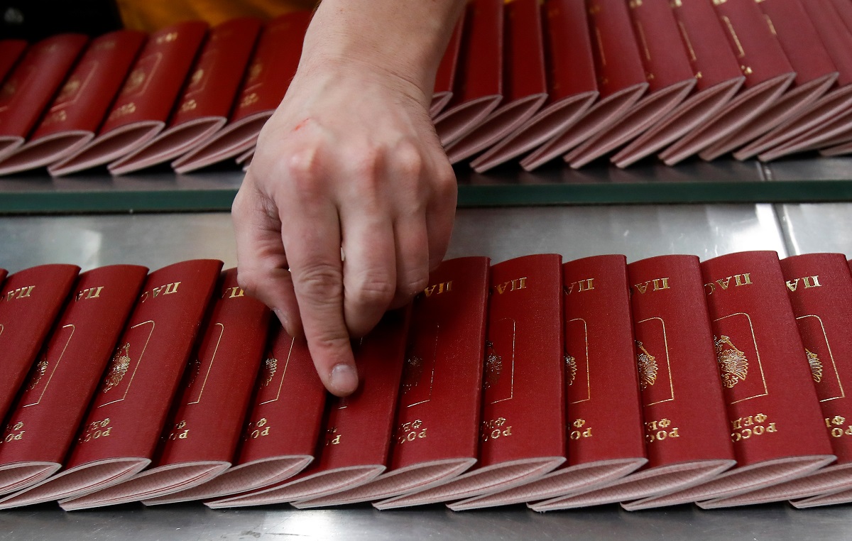 File photo of Russian passports. Reuters/Maxim Shemetov

