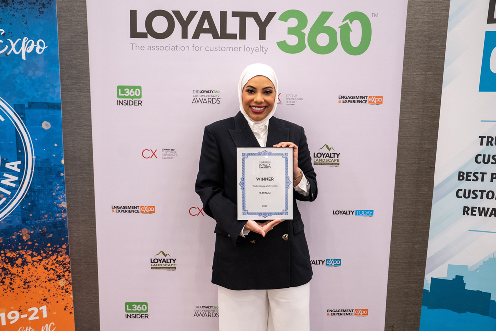 An official with the award.