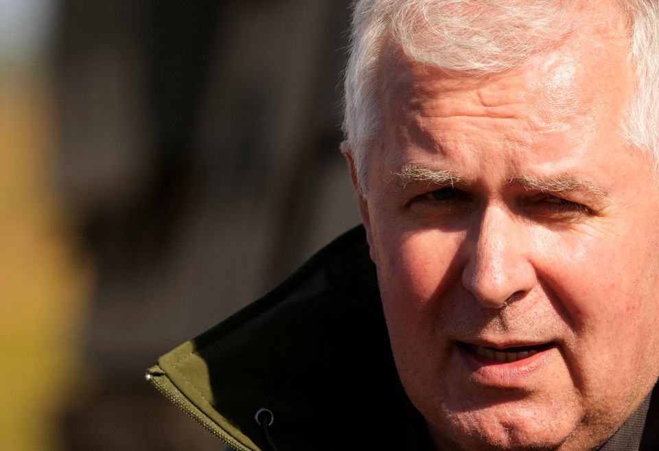 Lithuanian Defence Minister Arvydas Anusauskas speaks during presentation of infantry fighting vehicles Vilkas in Pabrade military field, Lithuania, on September 6, 2022. File Photo / Reuters
