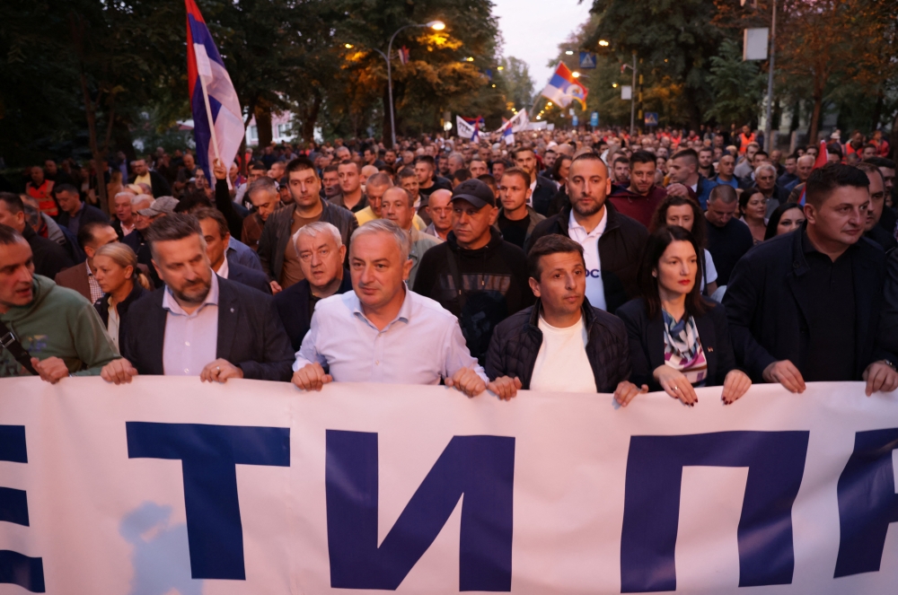 Bosnian Serb opposition protests against an allegedly rigged vote, in Banja Luka, Bosnia and Herzegovina, October 6, 2022. (REUTERS/Dado Ruvic)