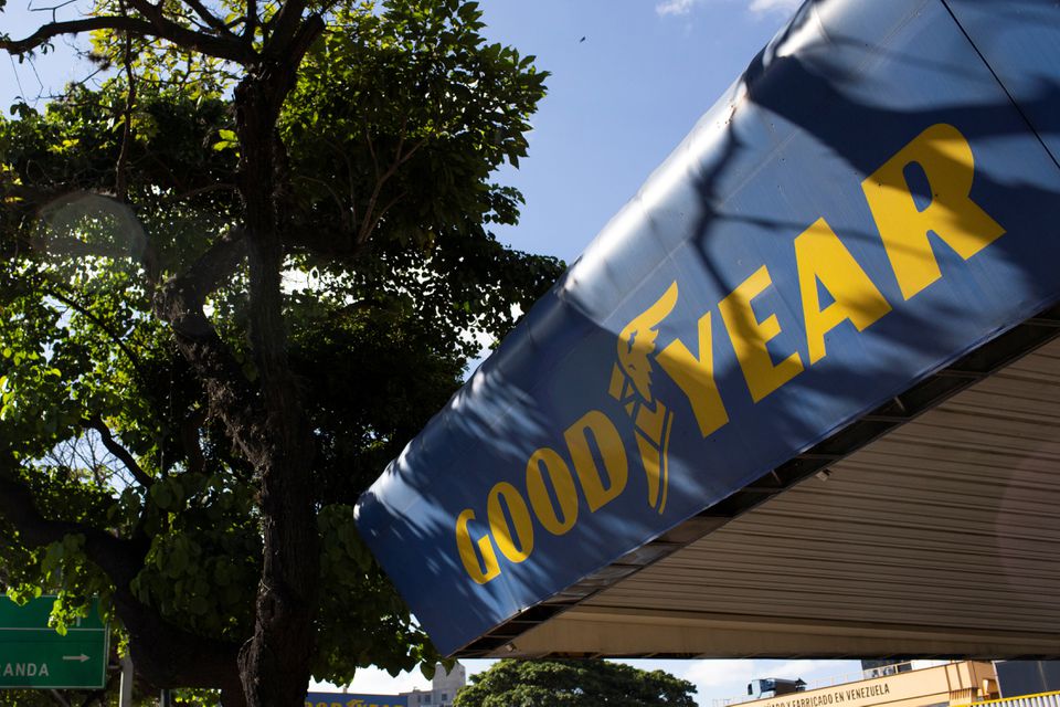 The Goodyear logo is seen at a tire workshop in Caracas, Venezuela December 10, 2018. REUTERS/Manaure Quintero
