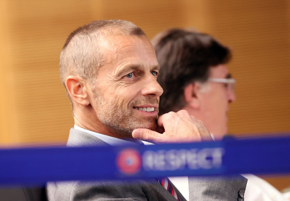 UEFA president Aleksander Ceferin during the press conference to announce Portugal, Spain and Ukraine joint 2030 World Cup bid at the UEFA headquarters, Nyon, Switzerland , on October 5, 2022.  REUTERS/Denis Balibouse