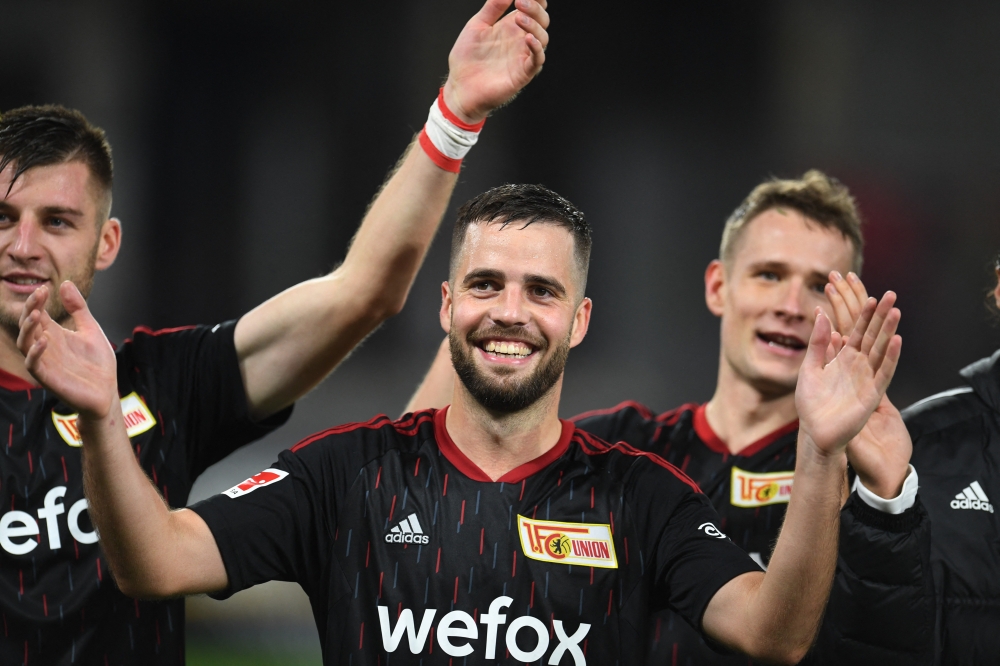 FC Union Berlin's Niko Giesselmann celebrates after the German Bundesliga match against VfB Stuttgart at the Mercedes-Benz Arena, Stuttgart, Germany, on October 9, 2022. REUTERS/Andreas Gebert