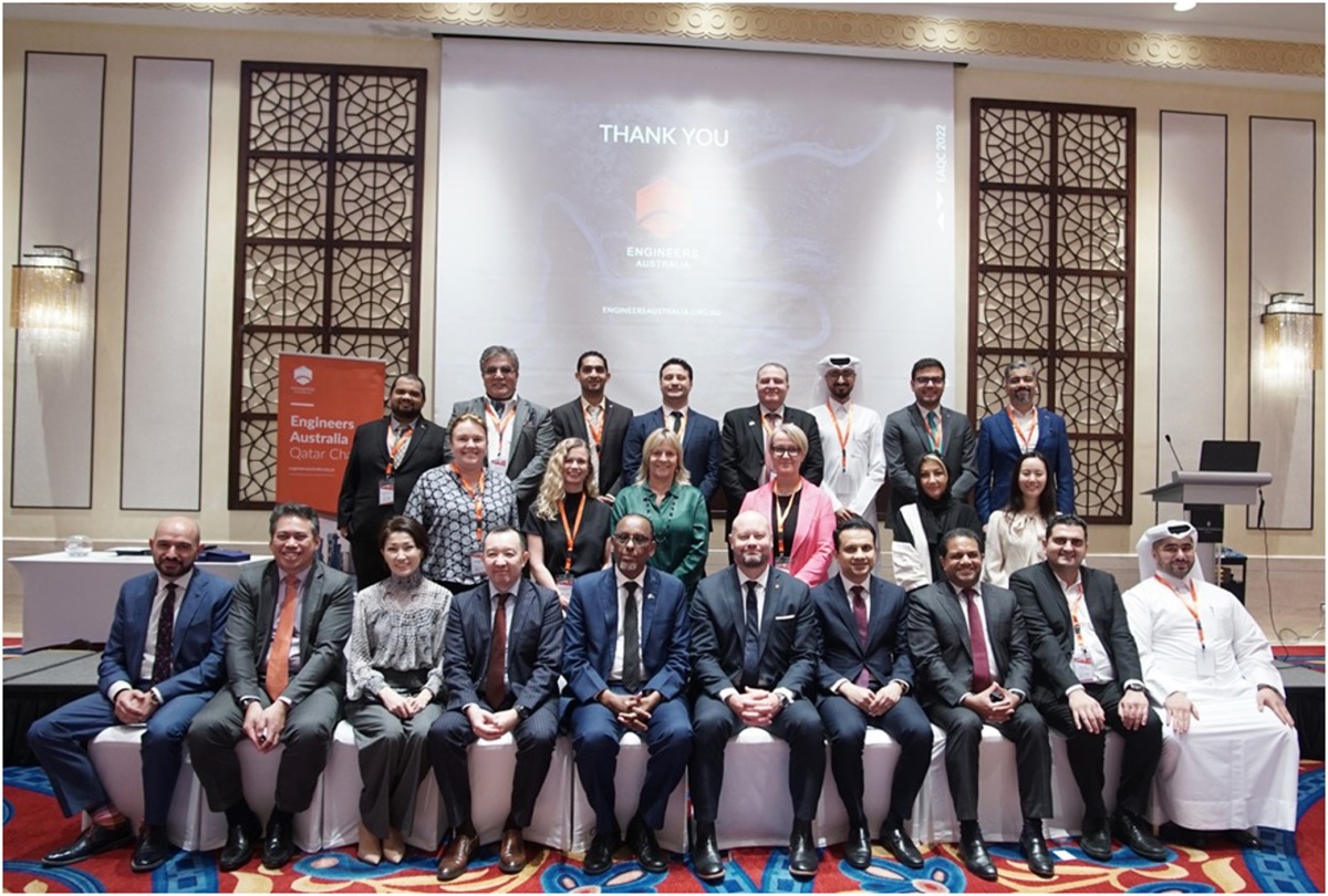 Ambassador of Australia to Qatar H E Jonathan Muir during the annual celebrations of Engineers Australia Qatar Chapter with EAQC officials.