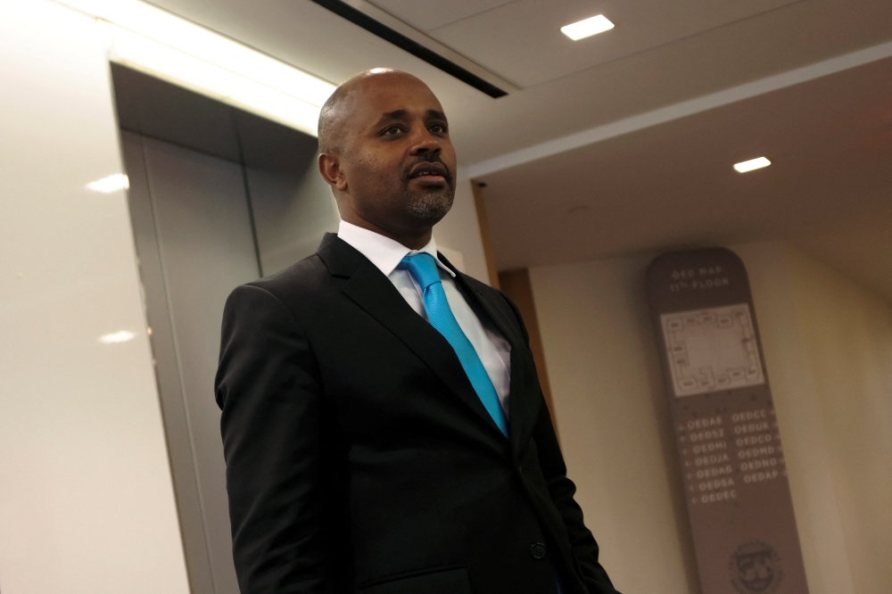 Ethiopia's State Finance Minister Eyob Tekalign attends the Annual Meetings of the International Monetary Fund and World Bank in Washington, US, on October 15, 2022. REUTERS/James Lawler Duggan
