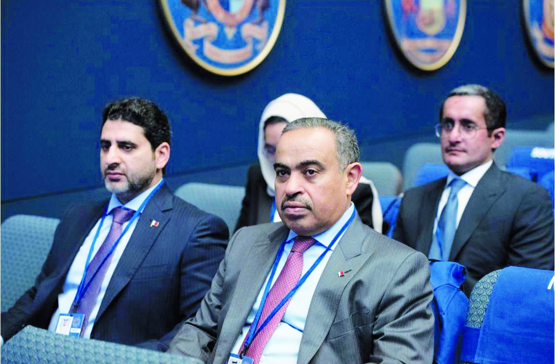 Minister of Finance H E Ali bin Ahmed Al Kuwari (right) and Governor of Qatar Central Bank H E Sheikh Bandar bin Mohammed bin Saoud Al Thani (left), participate in the plenary session of the International Monetary Fund (IMF) and the World Bank Group (WBG), held in DAR Constitution Hall in Washington, DC, as part of the 2022 annual meetings.

