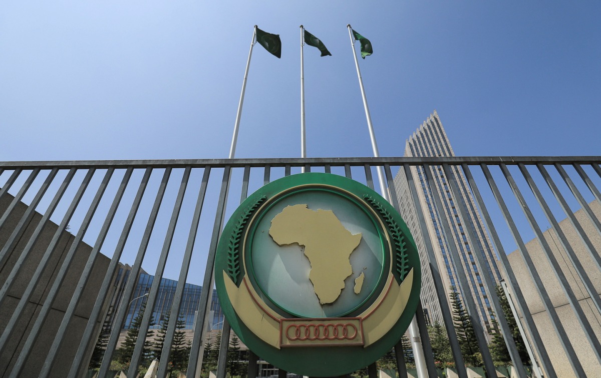 The African Union logo is seen outside the AU headquarters building in Addis Ababa, Ethiopia, on November 8, 2021. File Photo / Reuters
