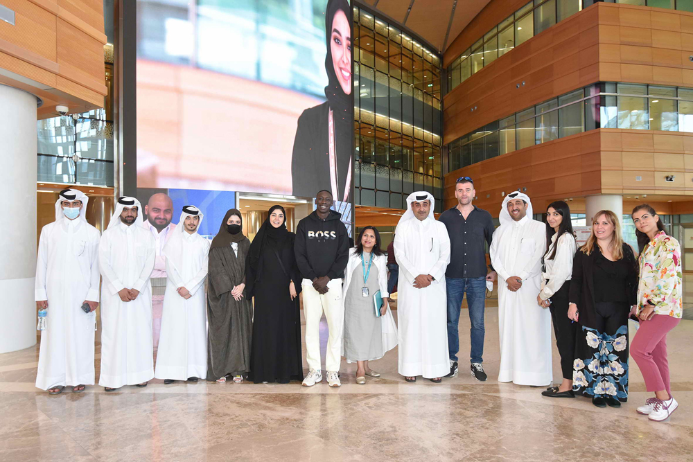 QNB Group and Sidra Medicine officials during the visit of Khaby Lame (sixth left) to the healthcare facility.