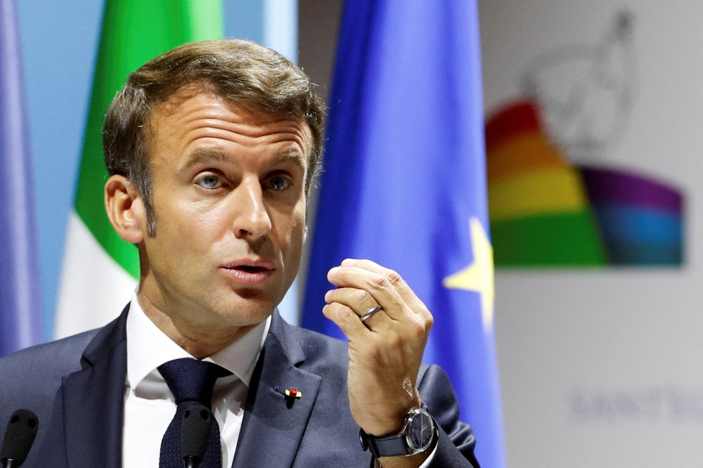 French President Emmanuel Macron attends the opening of the inter-religious meeting 'The Cry of Peace' in Rome, Italy, October 23, 2022. (REUTERS/Remo Casilli)