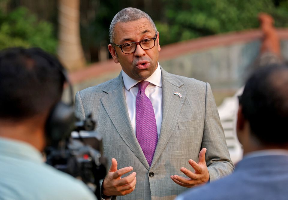 British Foreign Secretary James Cleverly speaks during an interview with Reuters at the residence of British High Commissioner in New Delhi, India, on October 29, 2022. REUTERS/Altaf Hussain