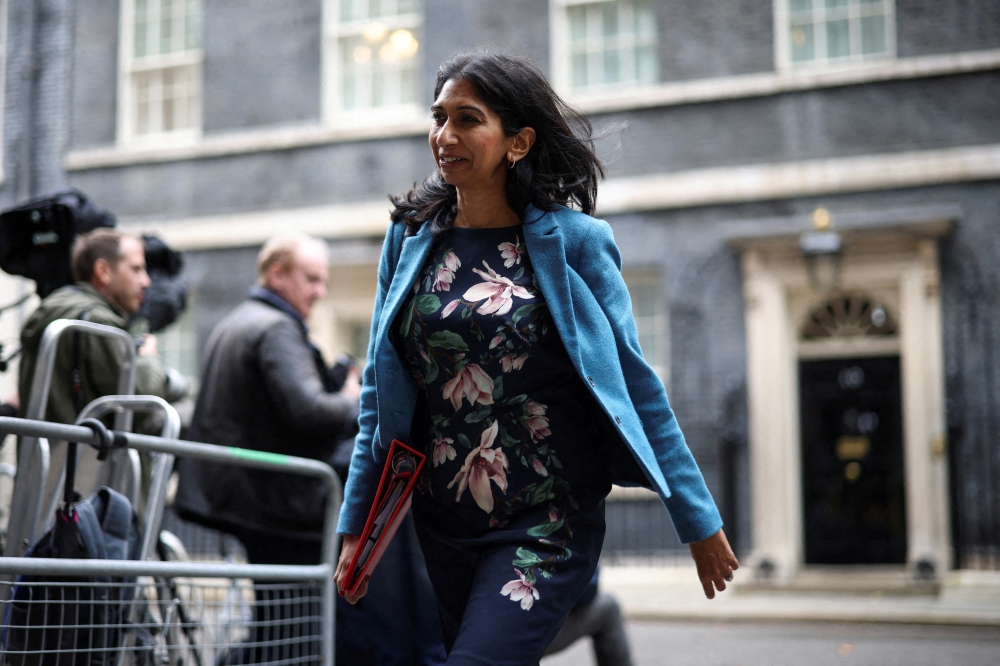British Secretary of State for the Home Department Suella Braverman walks outside Number 10 Downing Street on the day of cabinet meeting, in London, Britain, on October 26, 2022. REUTERS/Henry Nicholls