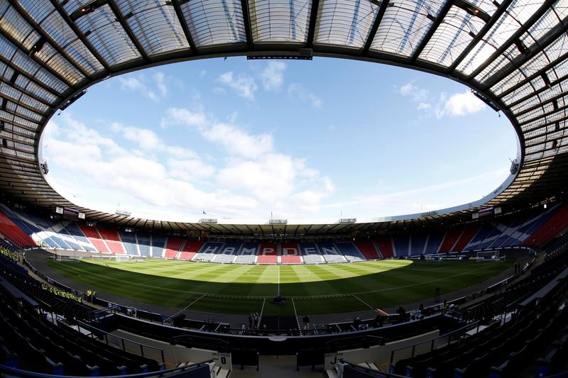 General view of the Hampden Park Stadium in Glasgow, Scotland, ahead of the Scottish Cup semi-final match between Hibernian and Aberdeen on April 22, 2017.  File Photo / Reuters