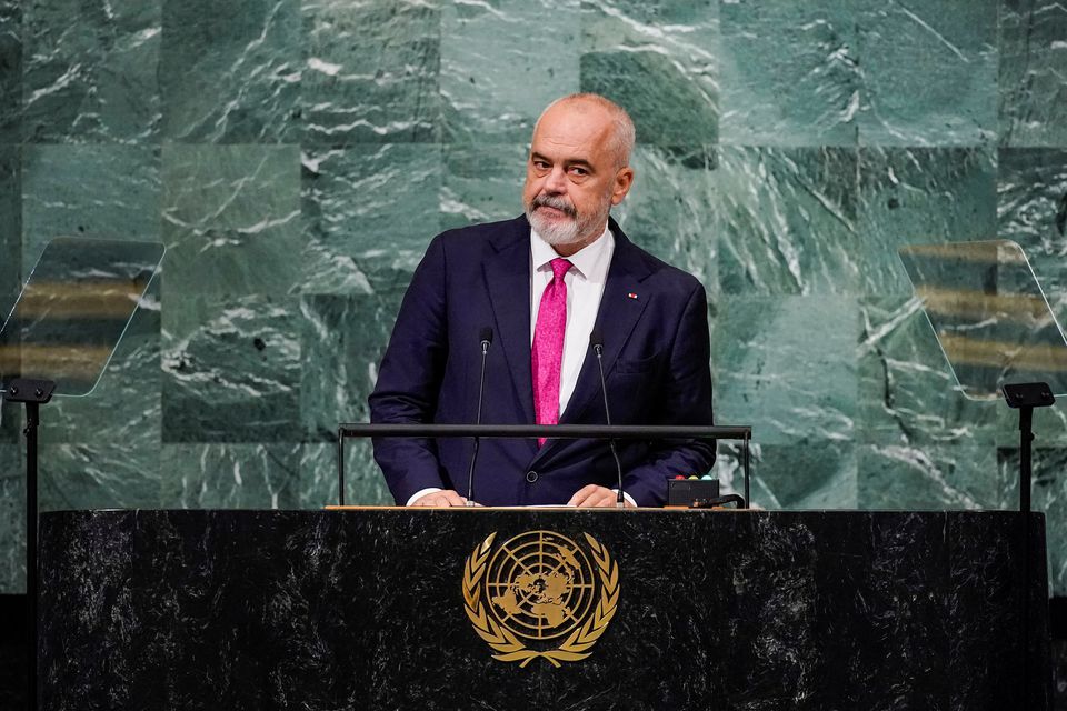 File Photo: Albanian Prime Minister Edi Rama addresses the 77th Session of the United Nations General Assembly at UN Headquarters in New York City, US, September 24, 2022. (REUTERS/Eduardo Munoz)