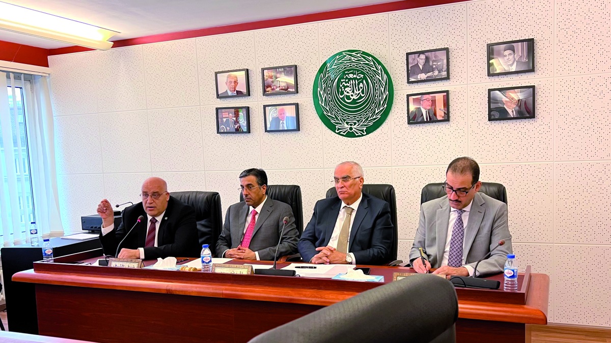 Minister of Labour H E Dr. Ali bin Smaikh Al Marri during a meeting with Arab representatives to the International Labour Organization in Geneva. 