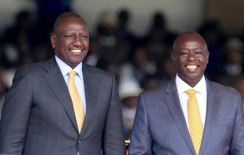 Kenya's President William Ruto poses for a photograph with his deputy Rigathi Gachagua during their swearing-in ceremony in Nairobi, Kenya, September 13, 2022. (REUTERS/Thomas Mukoya)