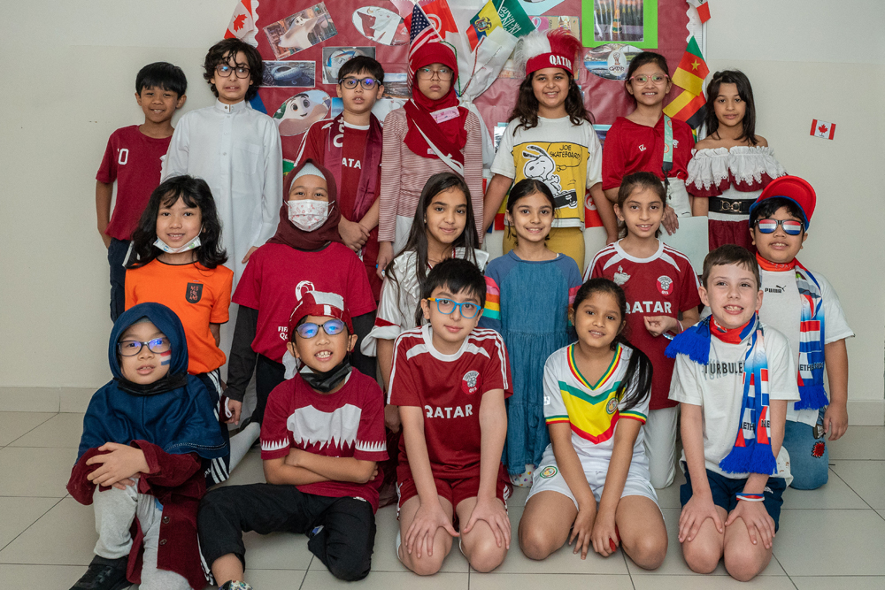 Students of Doha Academy Schools celebrating ‘World Cup Cultural Days’.