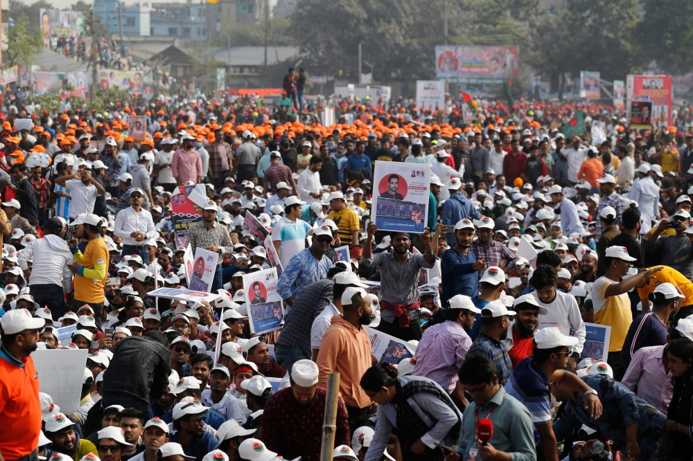 Supporters of Bangladesh Nationalist Party (BNP) take part in the party's last divisional rally in Dhaka on December 10, 2022. (Photo by Rehman Asad / AFP)