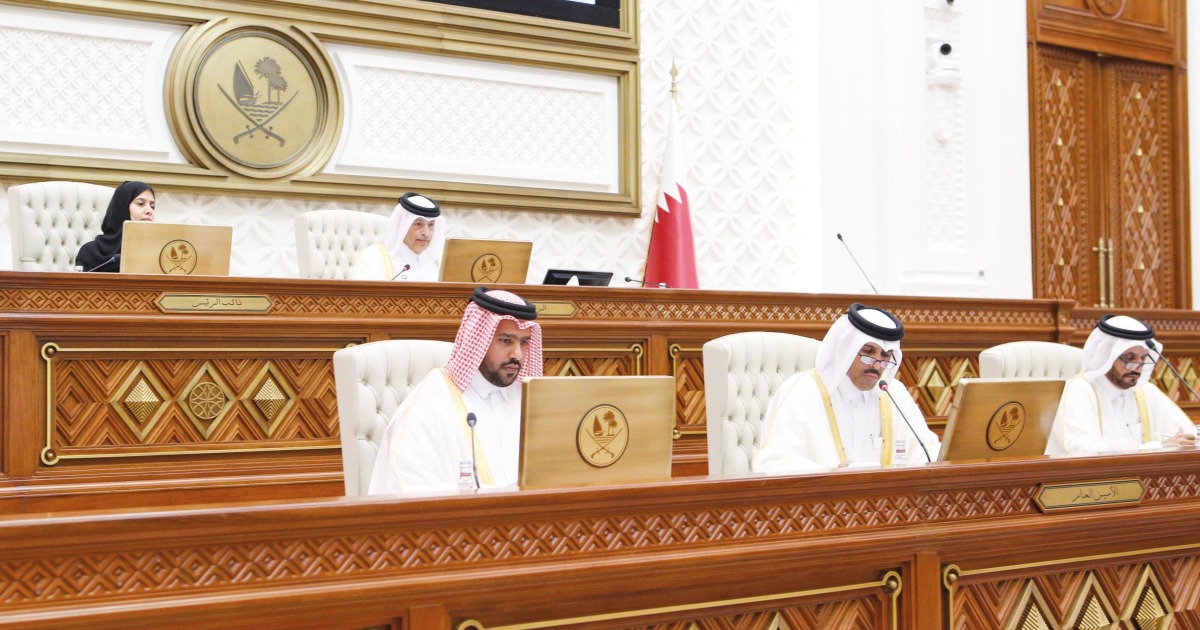 Speaker H E Hassan bin Abdullah Al Ghanim chairing a Shura Council session yesterday. 
