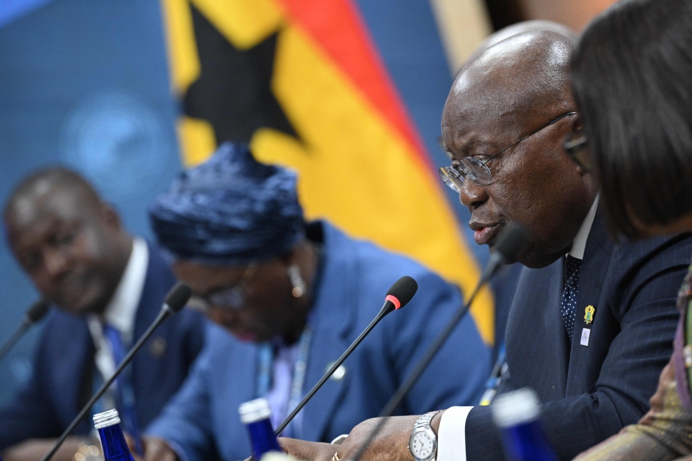 Ghana's President Nana Akufo-Addo meets with US Secretary of State Antony Blinken during the US-Africa Leaders Summit at the Walter E. Washington Convention Center in Washington, DC, on December 14, 2022. (Photo by MANDEL NGAN / POOL / AFP)