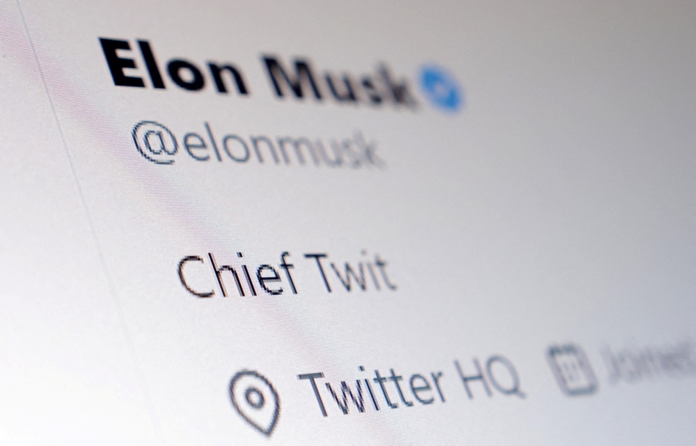 Elon Musk's Twitter account is seen in this illustration taken October 28, 2022. File Photo / Reuters