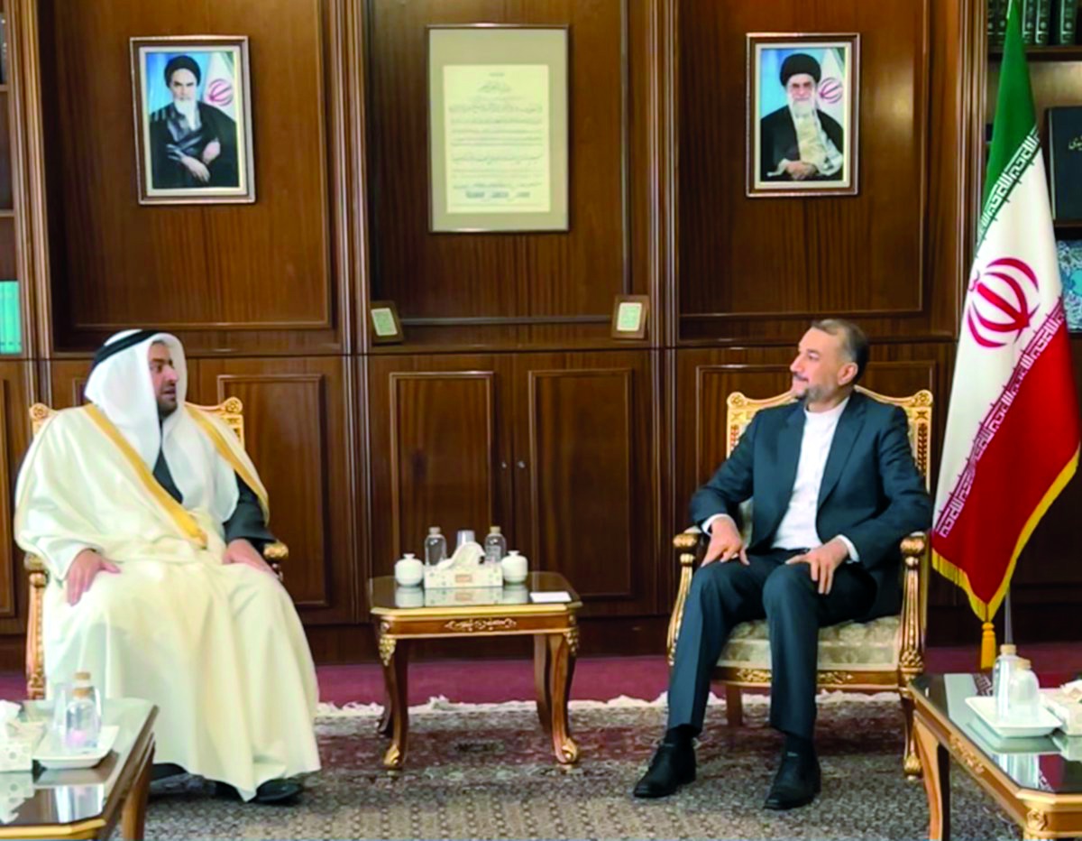 Minister of Foreign Affairs of Iran H E Hossein Amir-Abdollahian meeting with Assistant Foreign Minister for Regional Affairs H E Dr. Mohammed bin Abdulaziz bin Saleh Al Khulaifi, yesterday. 