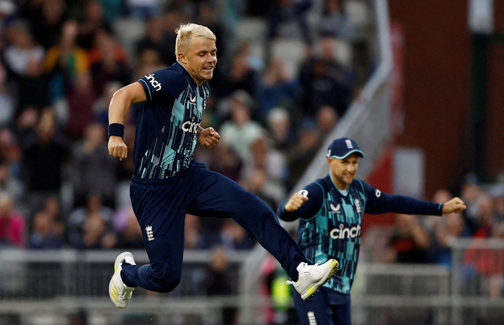 July 22, 2022 England's Sam Curran celebrates after taking the wicket of South Africa's David Miller Action Images via Reuters/Jason Cairnduff/File Photo