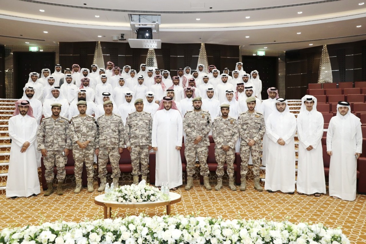 President of the National Cyber Security Agency H E Eng. Abdulrahman bin Ali Al Farahid Al Malki and Commander of Qatar Amiri Signal and Information Technology Corps Brigadier-General H E Zayed bin Ahmed Al Kuwar with other officials during the ceremony. 
