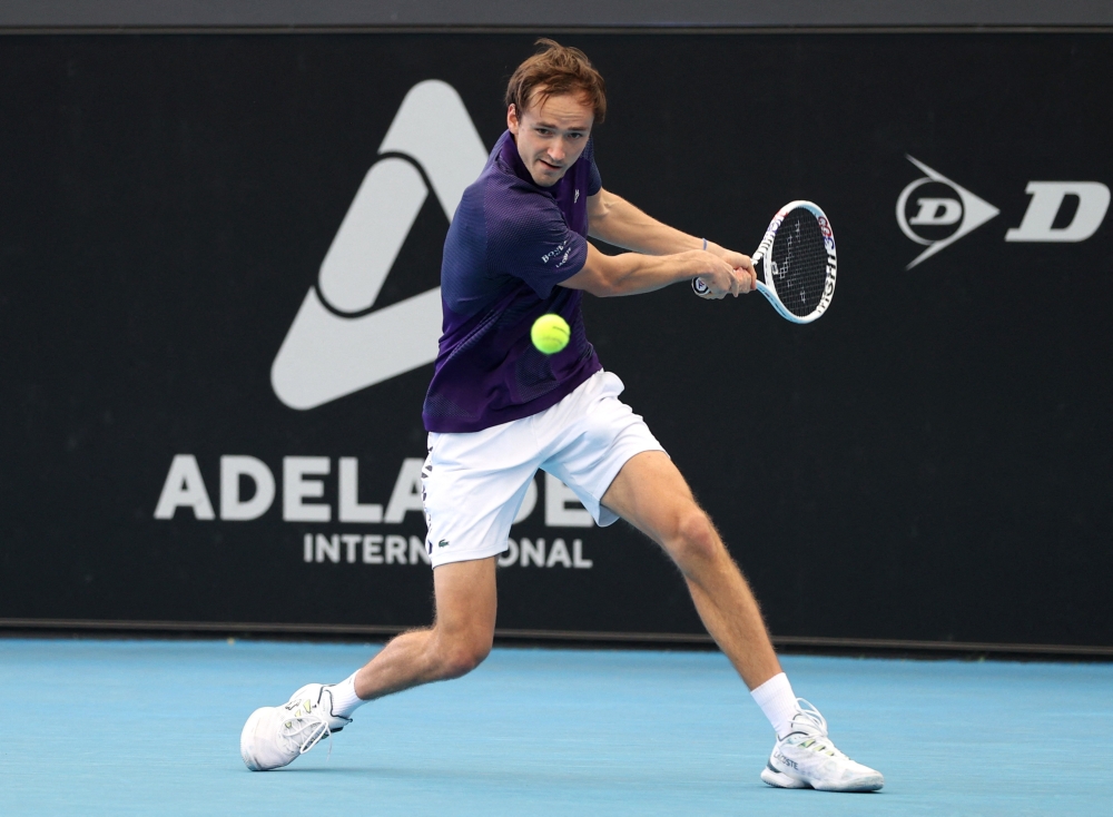 Russia's Daniil Medvedev in action during his second round match against Serbia's Miomir Kecmanovic Reuters/Loren Elliott