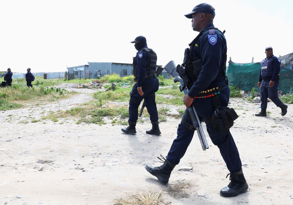 South African law enforcement officers patrol an area of Cape Town on October 12, 2022.  File Photo / Reuters

