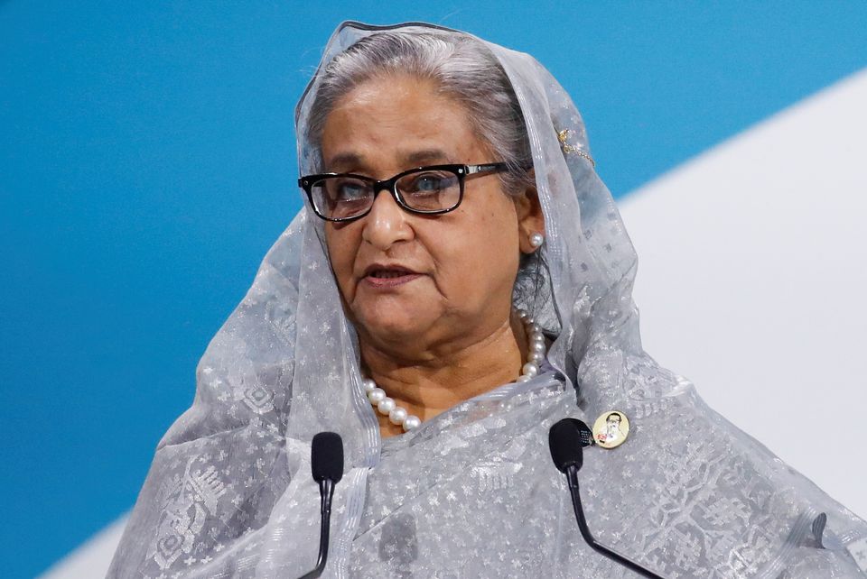 Bangladesh's Prime Minister Sheikh Hasina speaks during a plenary session at the start of the Paris Peace Forum, in Paris, France, on November 11, 2021. File Photo / Reuters
