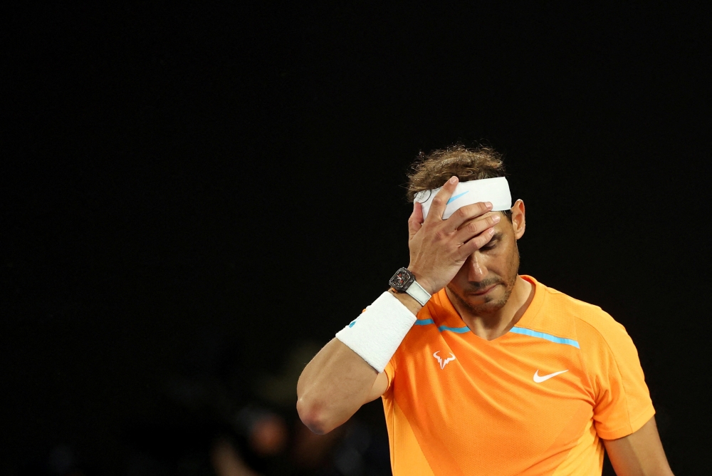 January 18, 2023 Spain's Rafael Nadal looks dejected after losing his second round match against Mackenzie Mcdonald of the U.S. REUTERS/Carl Recine

