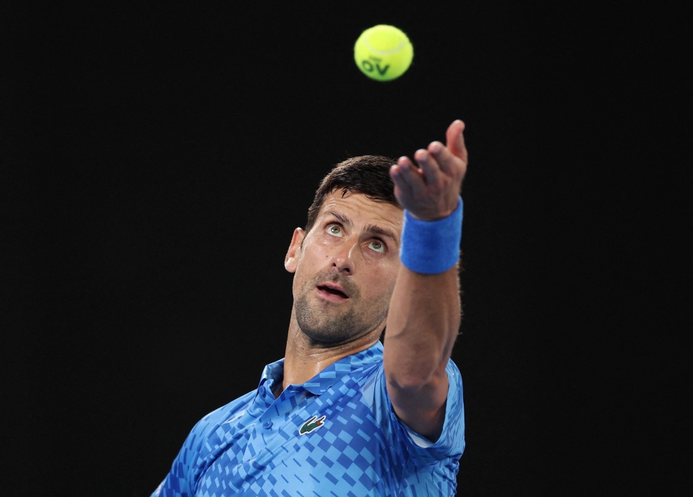 January 17, 2023 Serbia's Novak Djokovic in action during his first round match against Spain's Roberto Carballes Baena REUTERS/Loren Elliott