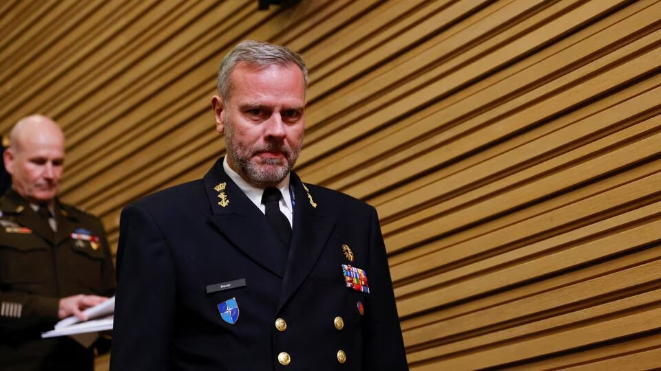 The Chair of the NATO Military Committee Admiral Rob Bauer atttends a news conference after a meeting of the alliance's Military Committee, at NATO headquarters in Brussels, Belgium on January 19, 2023. REUTERS/Johanna Geron
