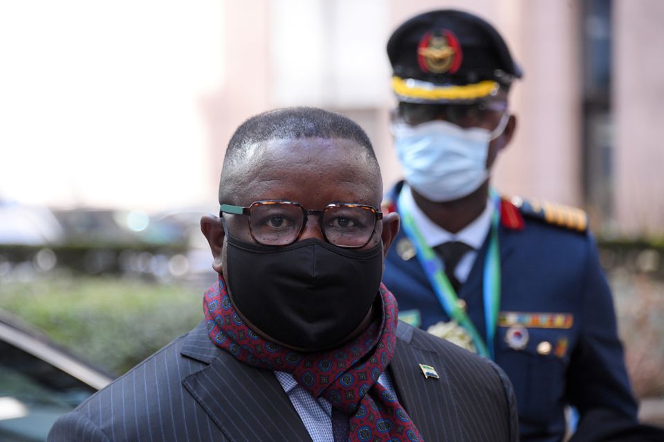 Sierra Leone's President Julius Maada Bio arrives for the first day of a European Union- African Union summit at the European Council building in Brussels, Belgium, on February 17, 2022. File Photo / Reuters
