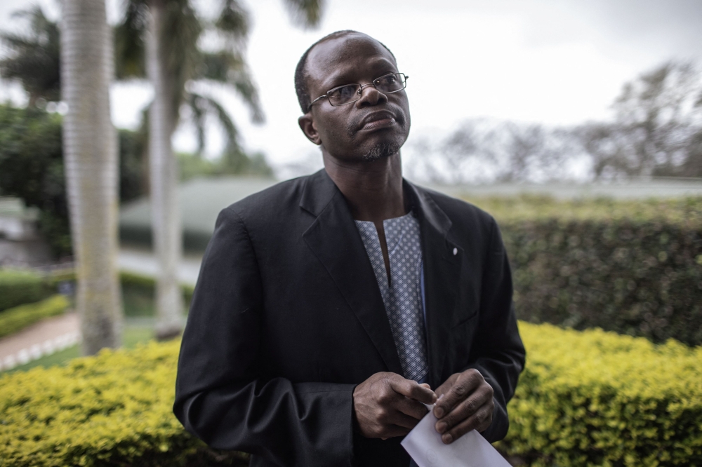 In this file photo taken on September 22, 2018 Thulani Maseko, human rights lawyer and activist, looks on as he gives an interview to Agence France-Presse in Lobamba, Eswatini.  (Photo by GIANLUIGI GUERCIA / AFP)