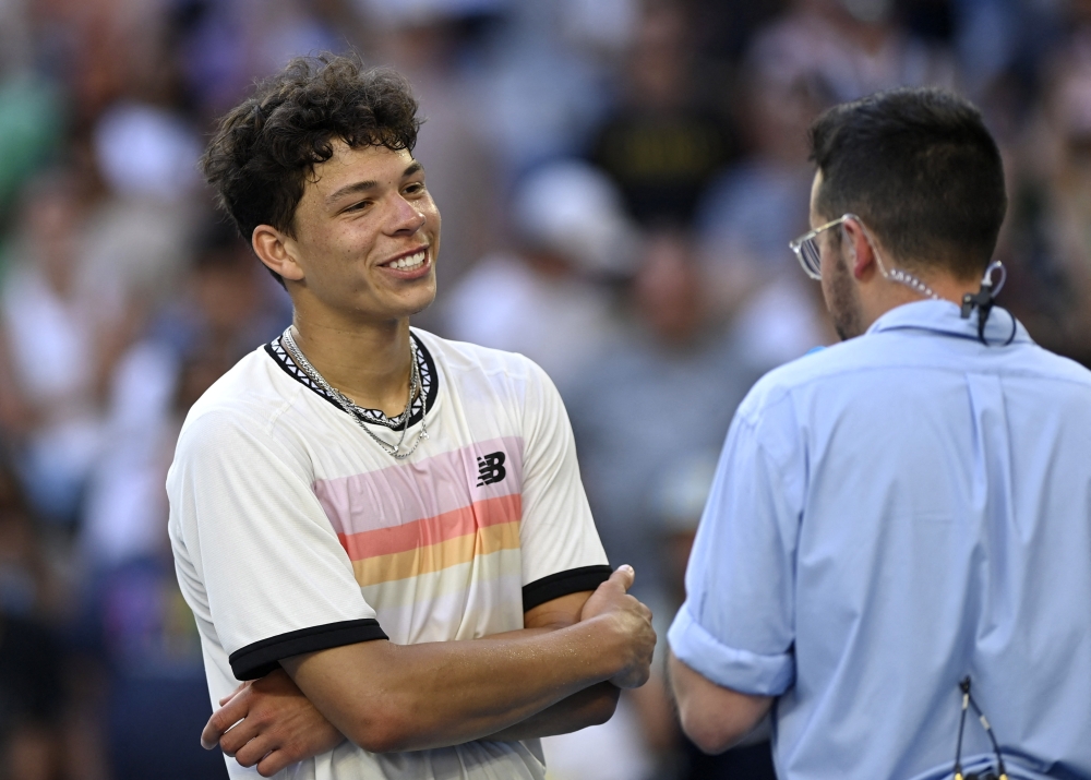 January 23, 2023 Ben Shelton of the U.S. is pictured during an interview after winning his fourth round match against J.J. Wolf of the U.S. REUTERS/Jaimi Joy