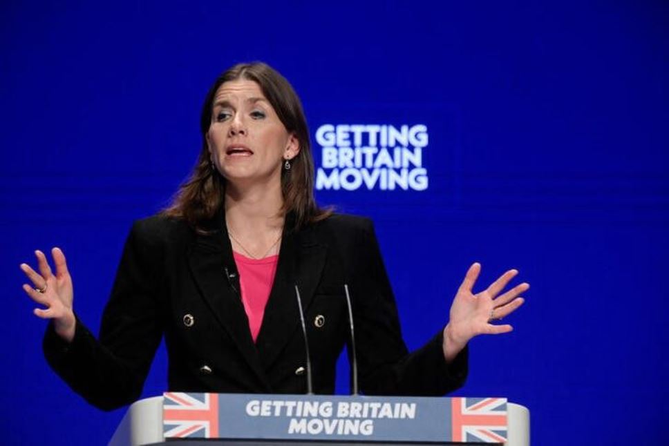 British Secretary of State for Digital, Culture, Media and Sport Michelle Donelan speaks during Britain's Conservative Party's annual conference in Birmingham, Britain, October 3, 2022. (REUTERS/Toby Melville)