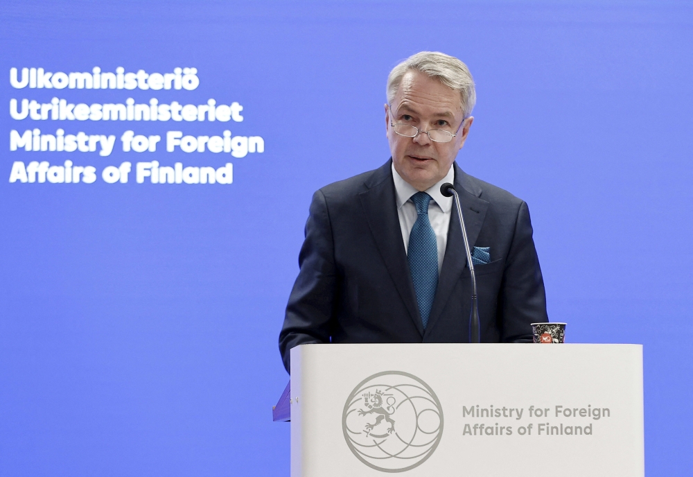 Finnish Foreign Minister Pekka Haavisto speaks during his press conference, commenting on the country's NATO process, in Helsinki, Finland on January 30, 2023. Antti Hamalainen/Lehtikuva/via REUTERS 