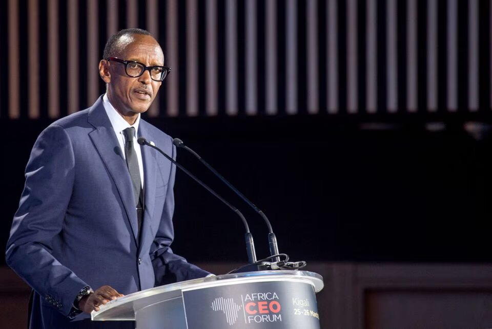 Rwandan president Paul Kagame addresses delegates at the Africa CEO Forum in Kigali, Rwanda on March 25, 2019. File Photo / Reuters
