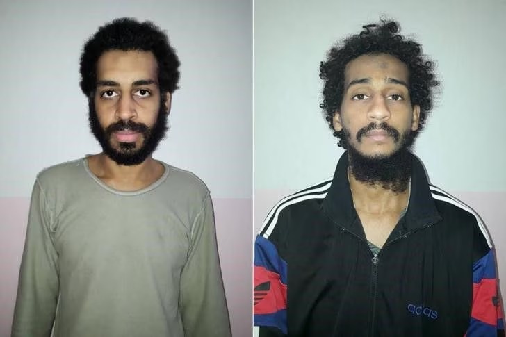 A combination picture shows Alexanda Kotey and Shafee Elsheikh, who the Syrian Democratic Forces (SDF) claim are British nationals, in these undated handout pictures in Amouda, Syria released February 9, 2018. Syrian Democratic Forces/Handout via REUTERS